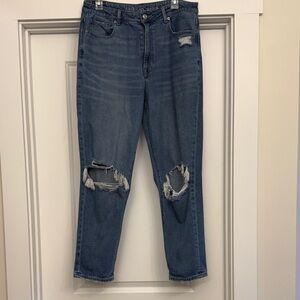 American Eagle Outfitters Blue Distressed Straight Leg Jeans